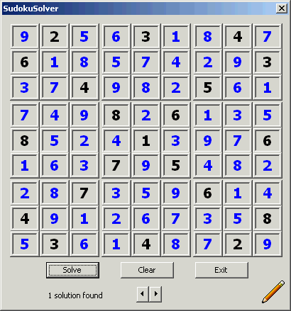 SudokuSolver Solved Window